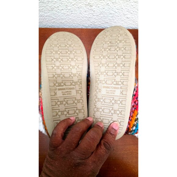 Minnetonka Betty Slipper Colorful Knit Boot Slippers Faux Fur Lining Size XL - Picture 7 of 10